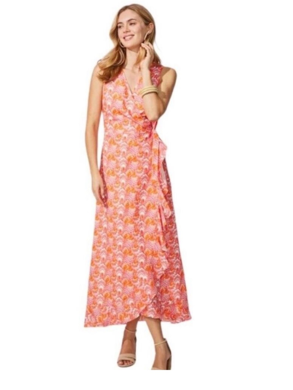 JMcLaughlin 🔥 CERISE  linen Blend Wrap Dress